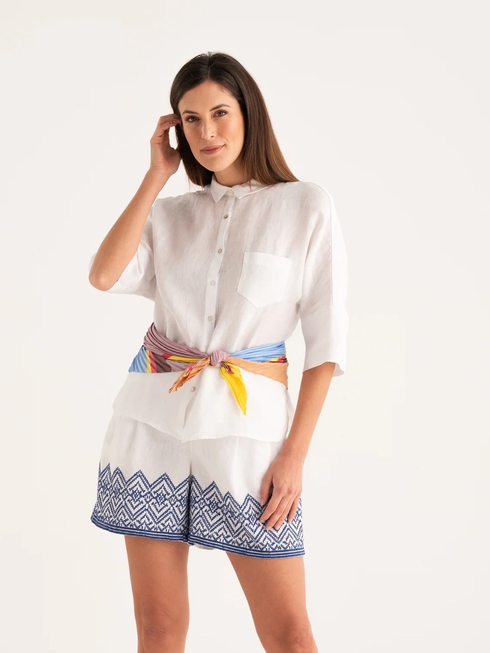 120 Lino Relaxed Fit Shirt with Pocket Women’s XXS/38 100% Linen - Picture 2 of 10